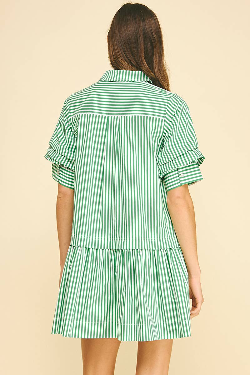 STRIPE BUTTON DOWN MINI DRESS