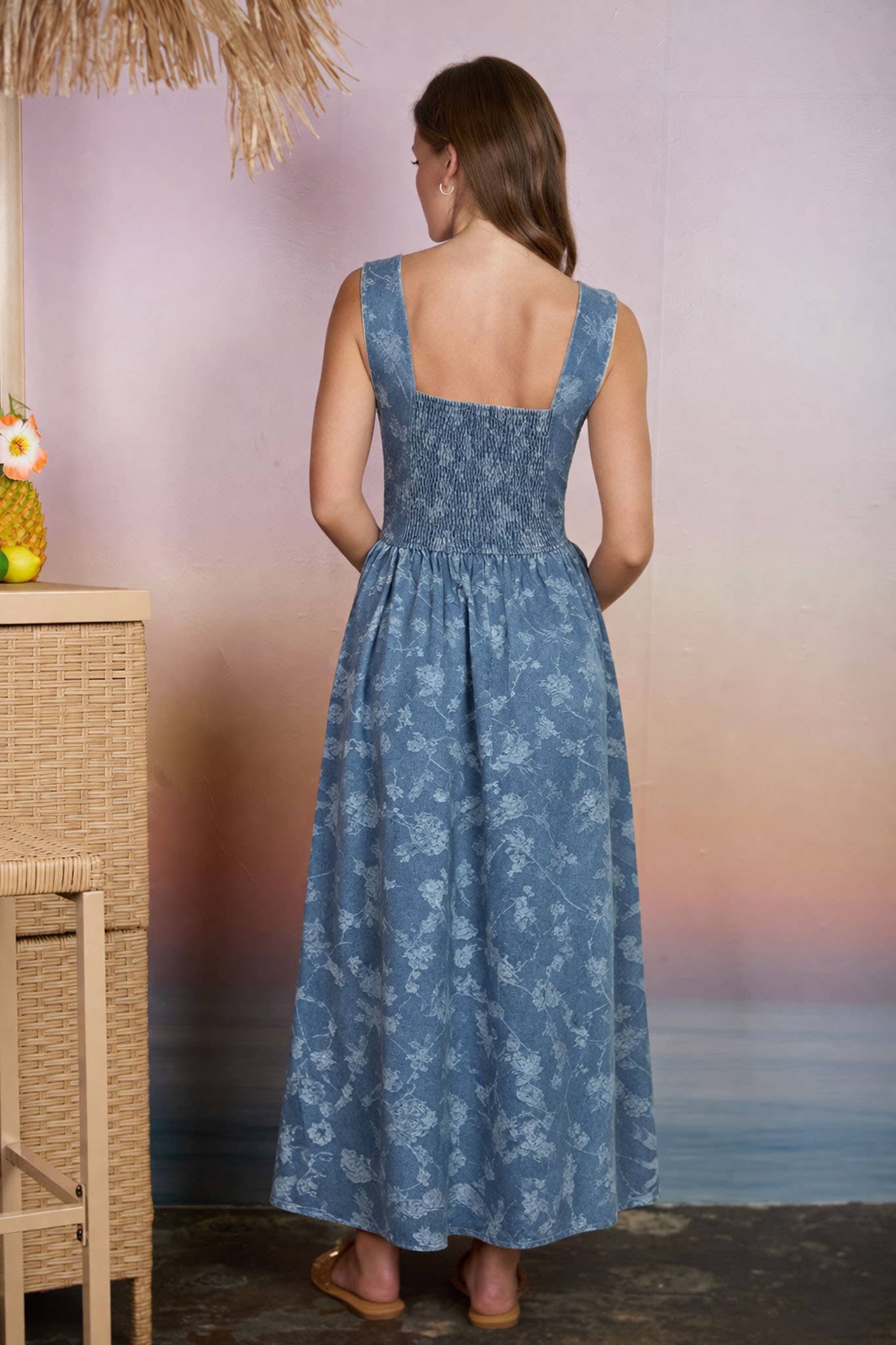 Blu Pepper - FLORAL JACQUARD CORSET DETAIL MIDI DRESS