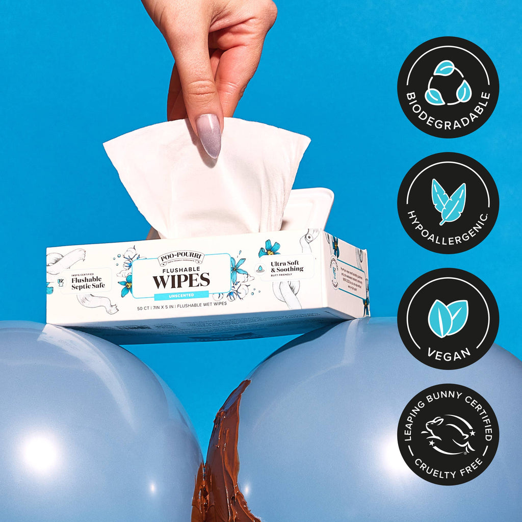 ~Pourri - Unscented Poo~Pourri Flushable Wipes 50ct, Single Packs