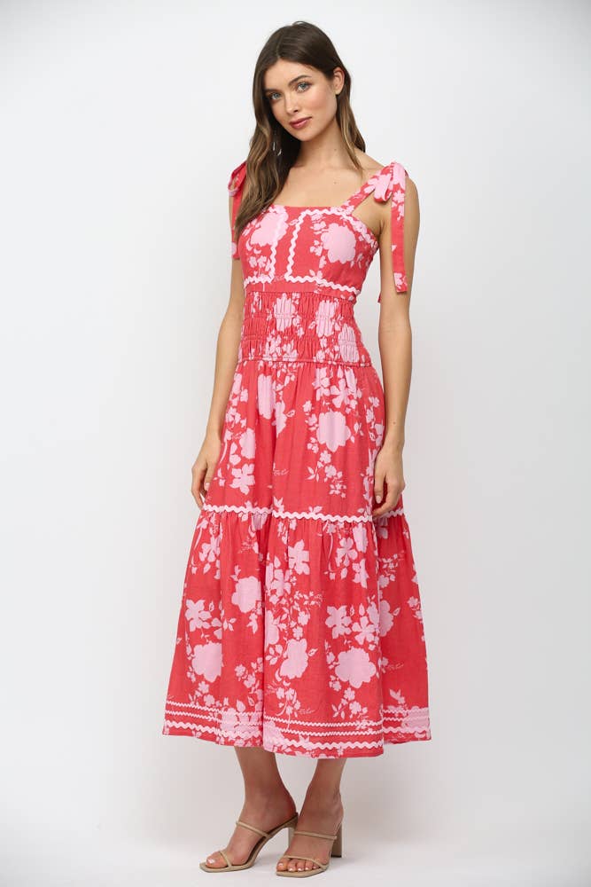 FATE - SELF TIE SHOULDER STRAP MAXI DRESS WITH RIC-RAC TRIM FD35828