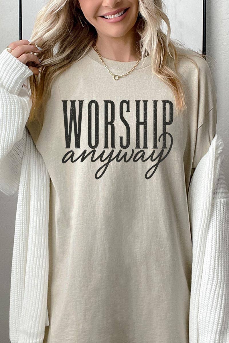 COLORBEAR - Worship Anyway Graphic Heavy Cotton Tee