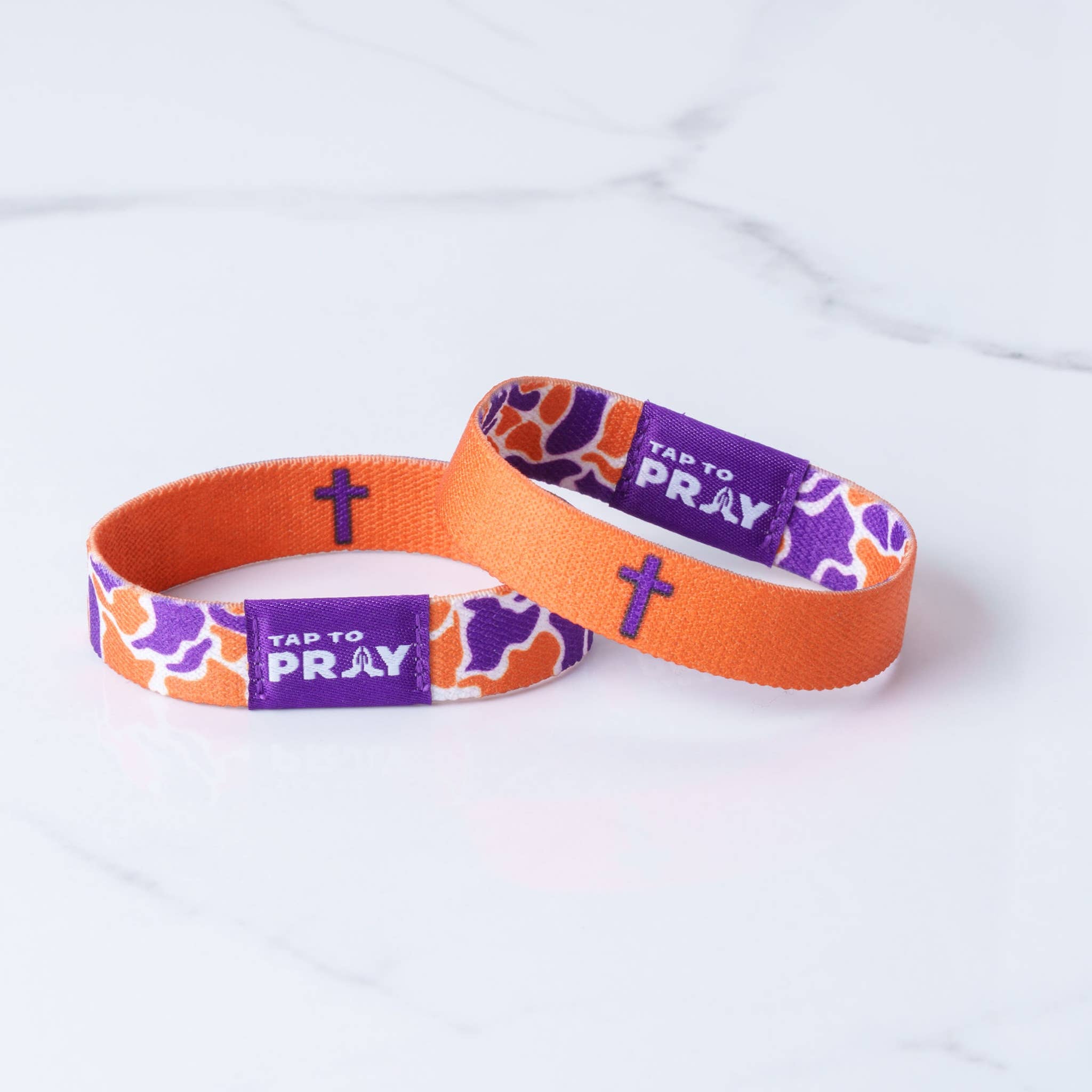 Versible - Tap To Pray™ Wristbands - Team Camo - Orange & Purple