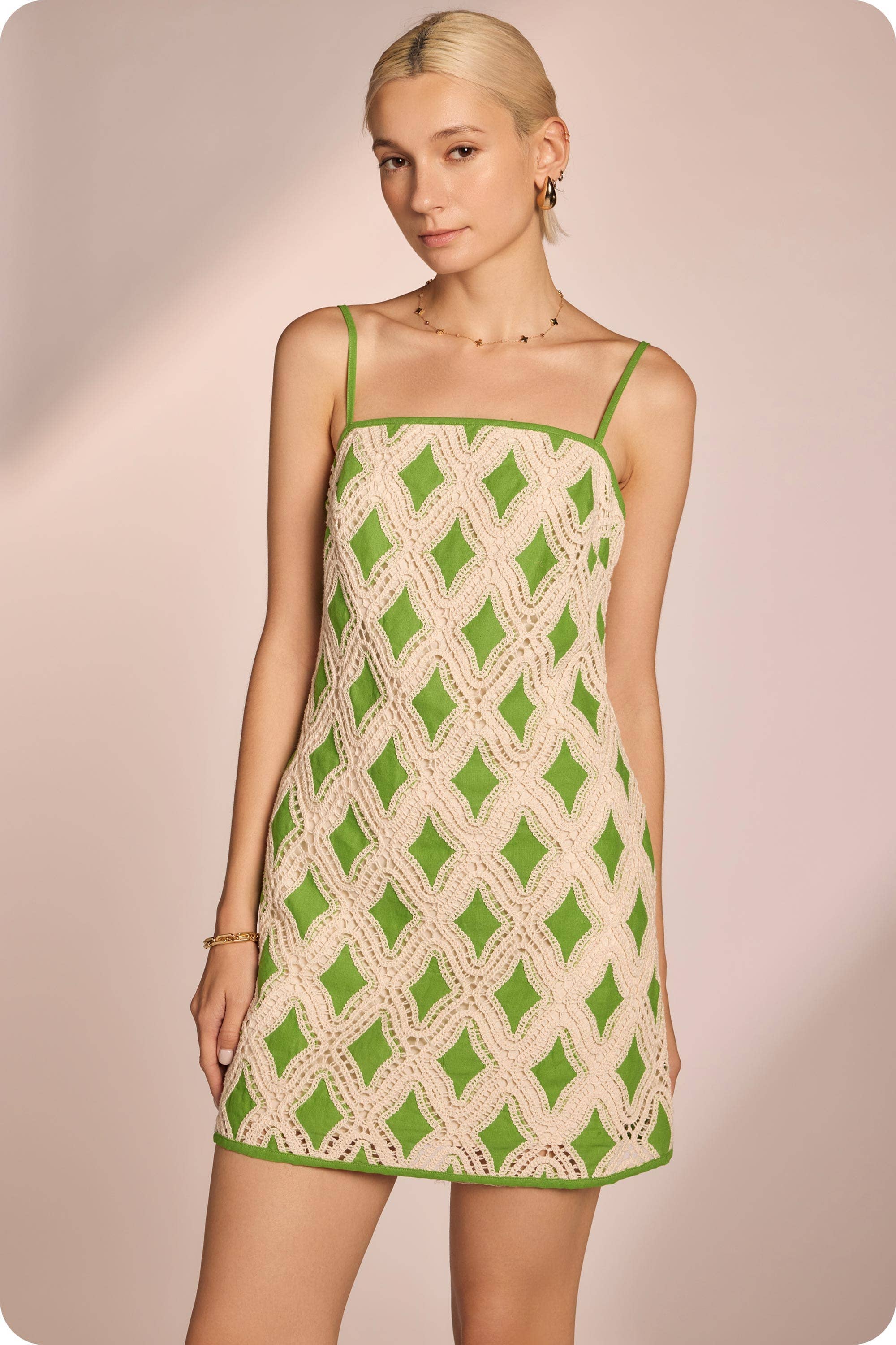 Strut & Bolt - Contrast Diamond Crochet Mini Dress