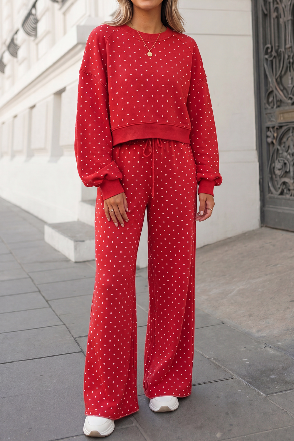 Aapparella - Polka Dot Print High Waist Pants Set | S-XL Plus 1X-4X