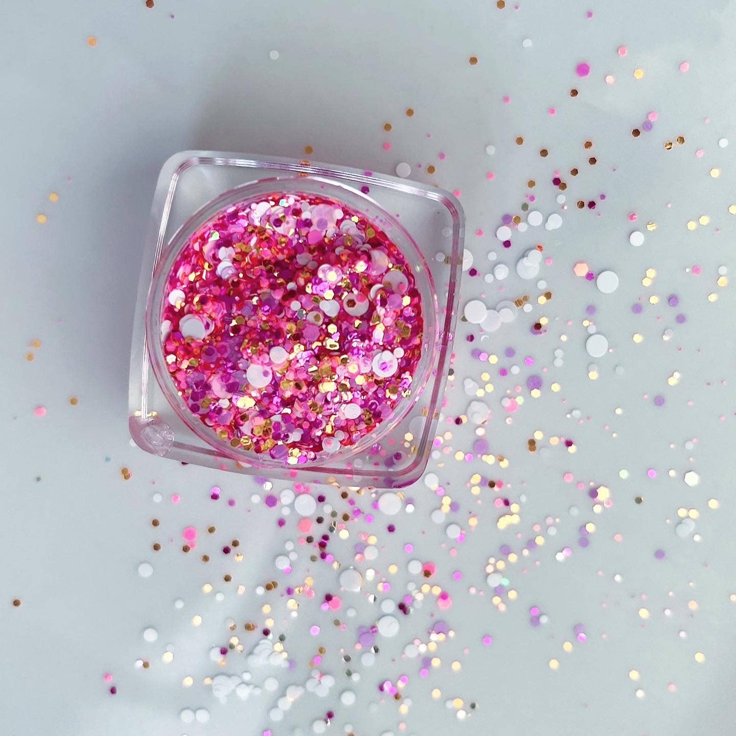 Nola Glitter Goddess - Peach Pink White Blacklight Glow Face and Body Glitter Gel