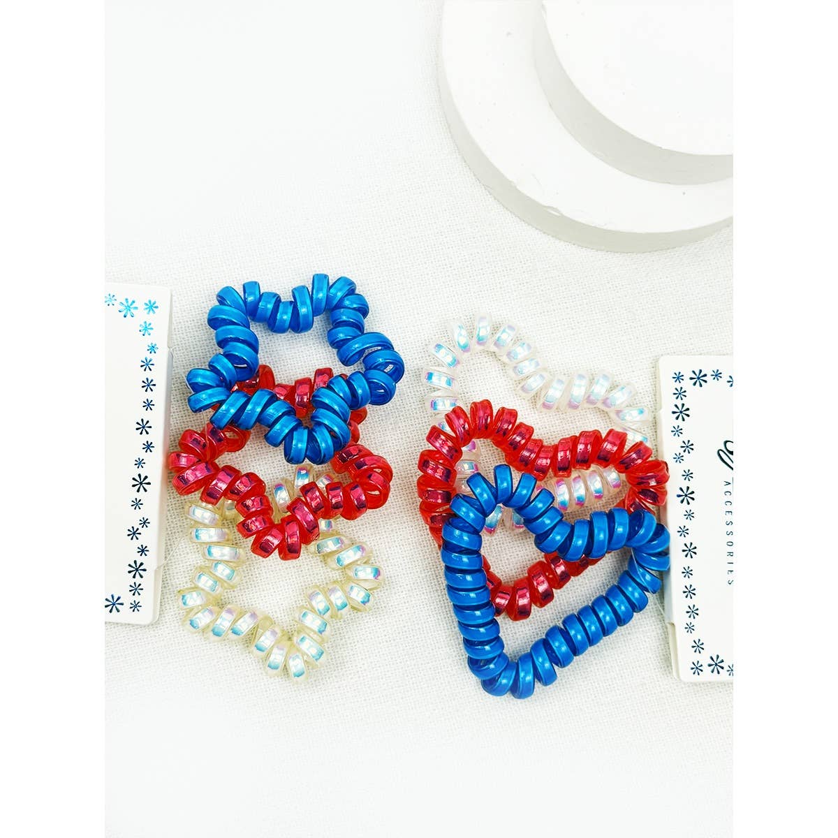 Love and Repeat - Star and Heart USA Theme Cord Hair Tie Set