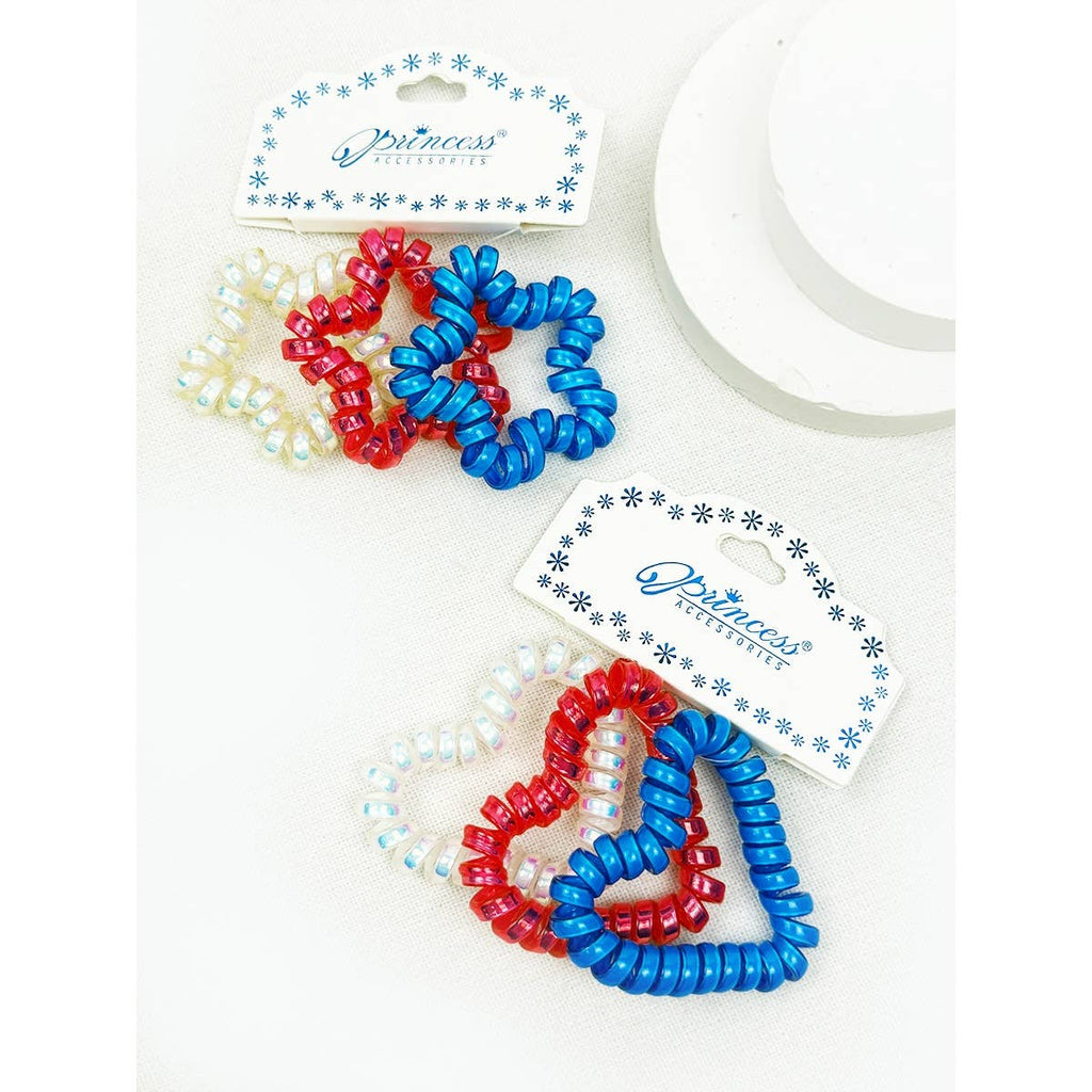 Love and Repeat - Star and Heart USA Theme Cord Hair Tie Set