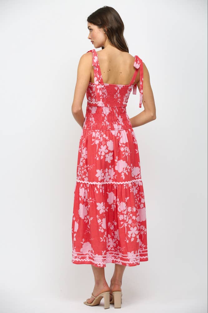FATE - SELF TIE SHOULDER STRAP MAXI DRESS WITH RIC-RAC TRIM FD35828