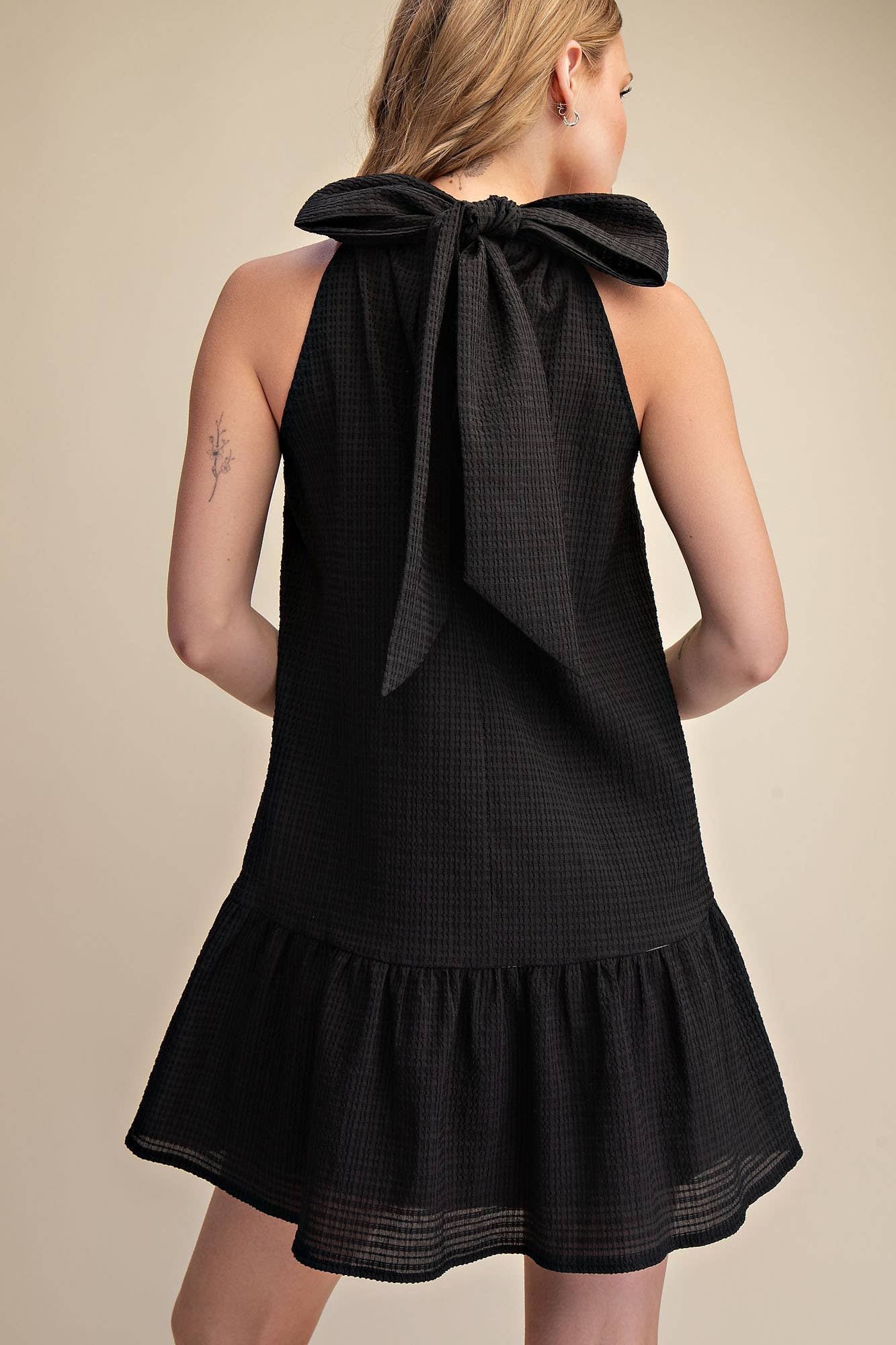 Glam - Bow Neck Halter Mini Dress