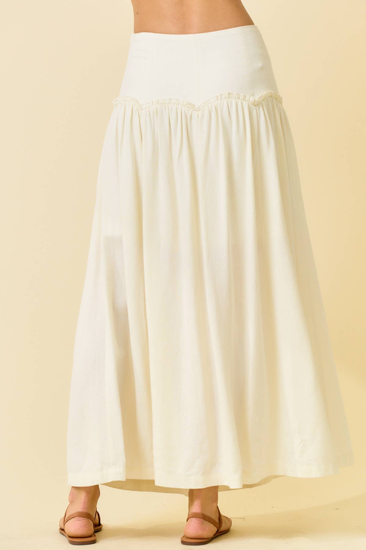 SCALLOP DROP WAIST MAXI SKIRT