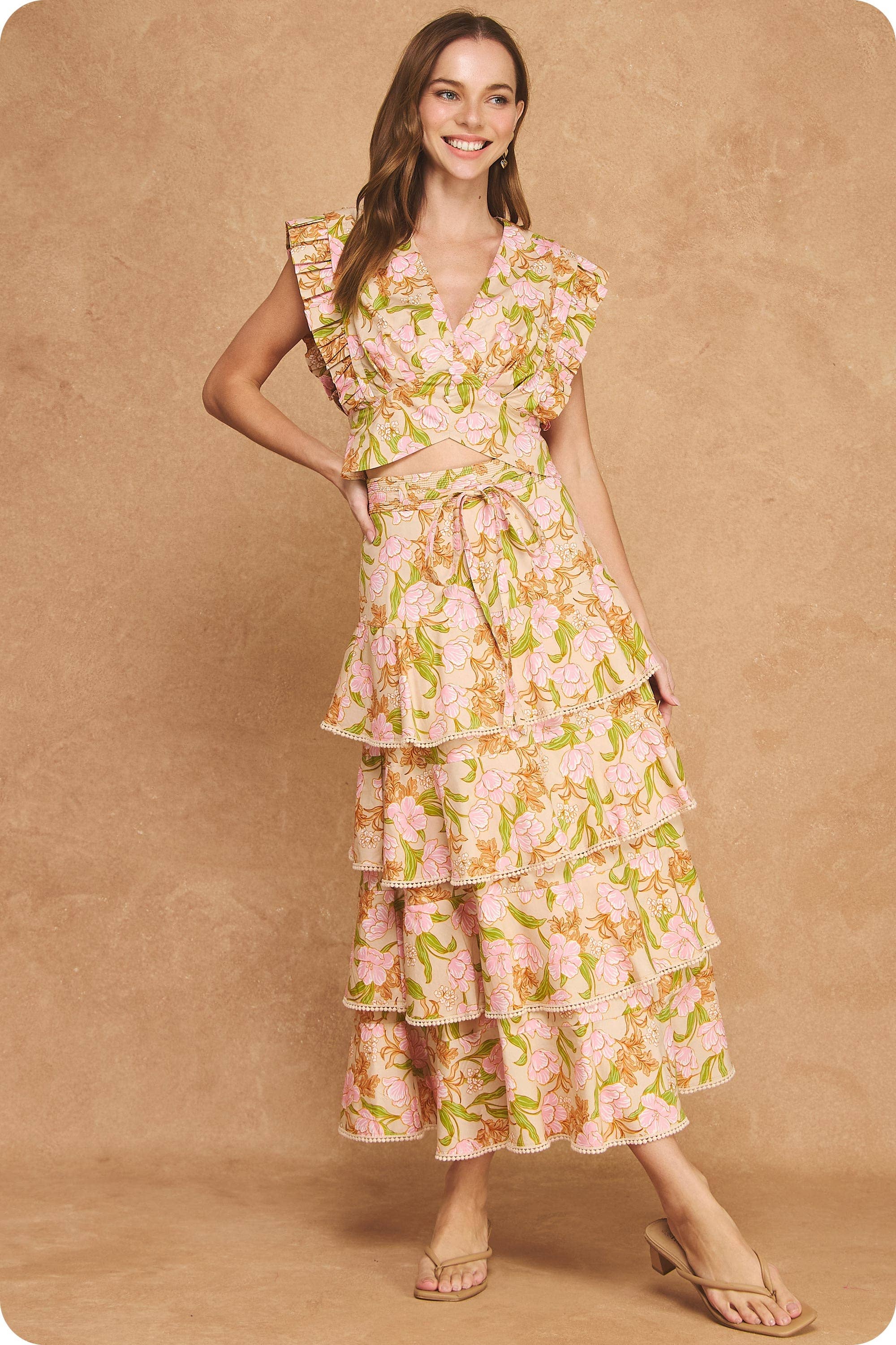 Strut & Bolt - Bloom Meadow 2-Piece Midi Skirt Set