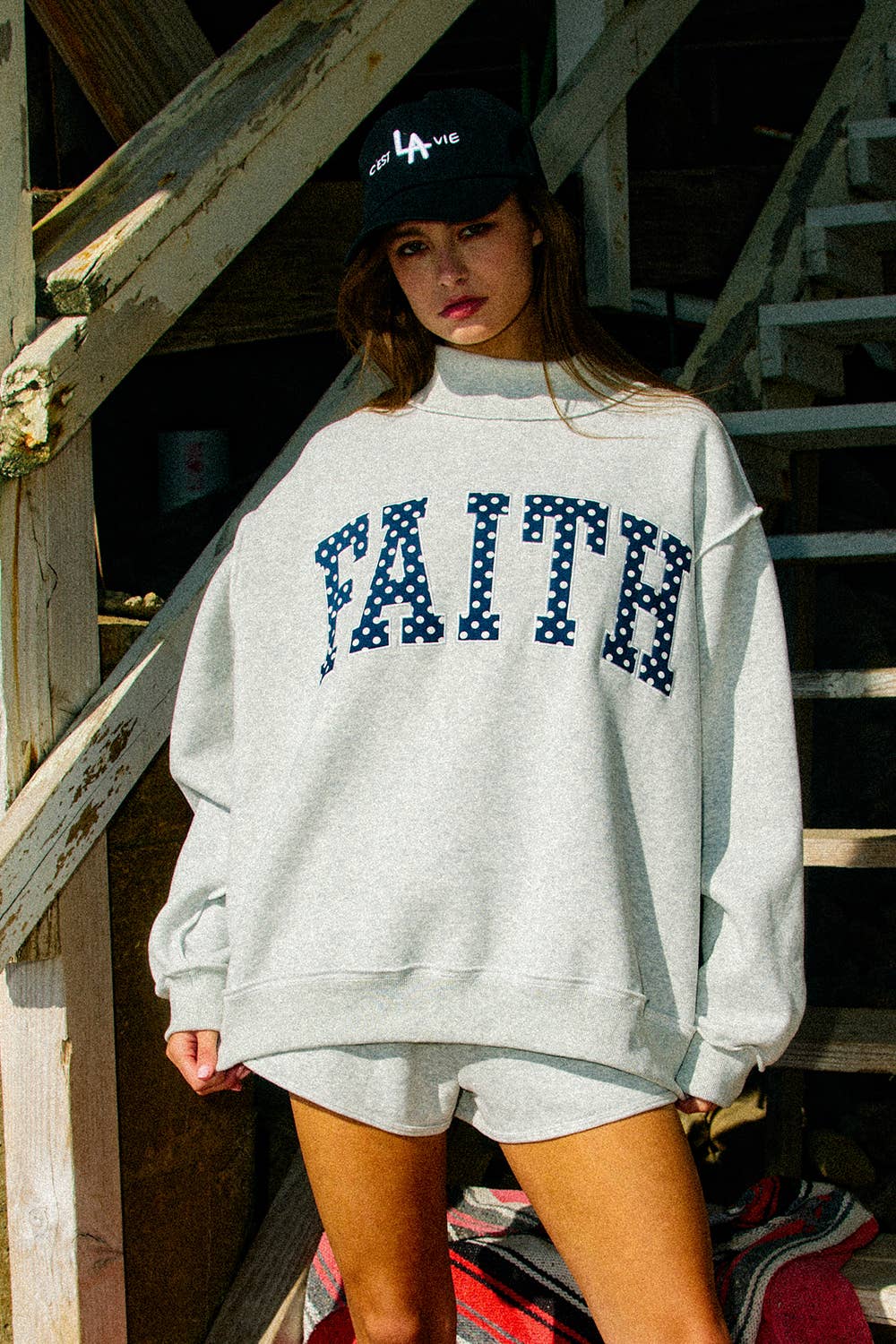 FAITH Polka-Dot Mock Neck