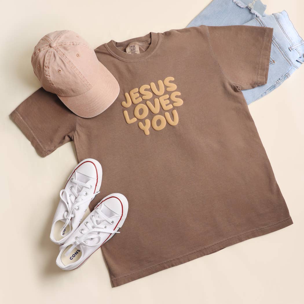 Fashion City - JESUS LOVES YOU PUFF Garment-Dyed Heavy T-Shirt