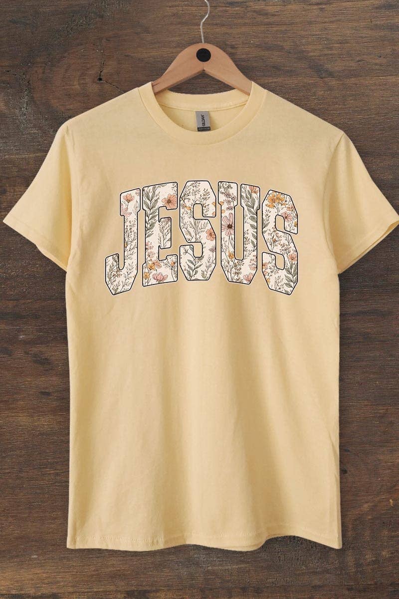 Floral Jesus Graphic Heavy Cotton Tee
