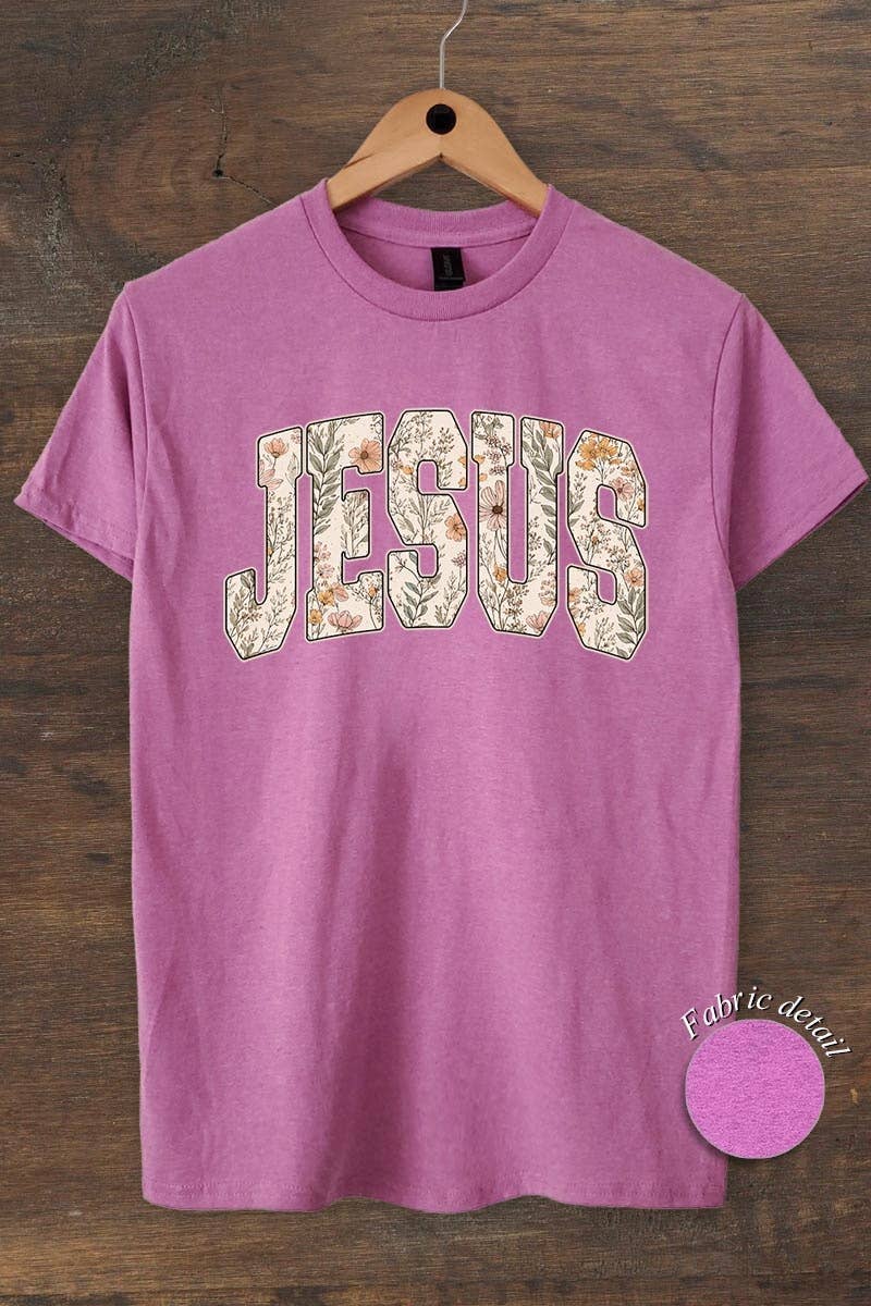 Floral Jesus Graphic Heavy Cotton Tee
