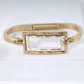 Wild Honey - Hammered Dual-Tone Rectangular Hook Hinge Bracelet