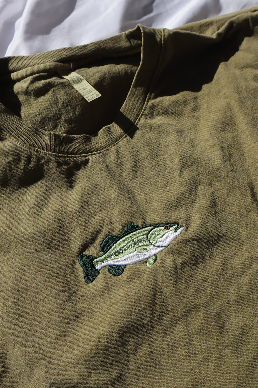 Embroidered Bass Fish Cropped Muscle Tee