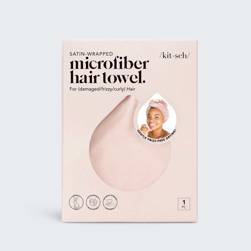 KITSCH - Satin-Wrapped Hair Towel - Blush