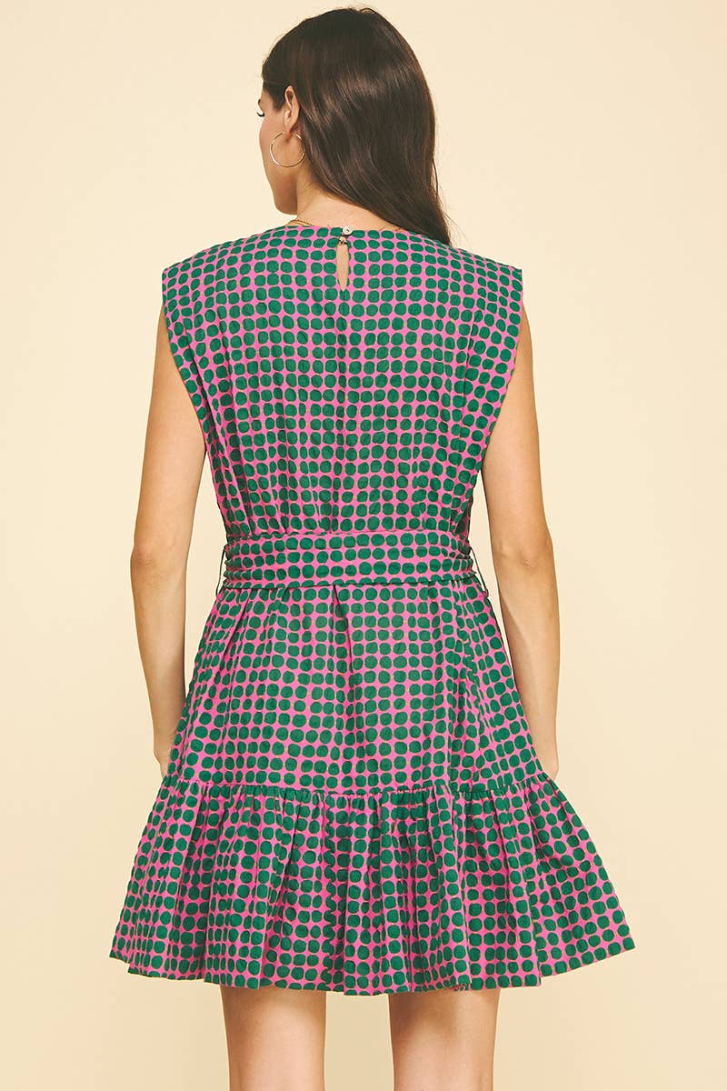 PINCH - MULTI-COLOR POLKA DOT TIERED MINI DRESS - 6867DA
