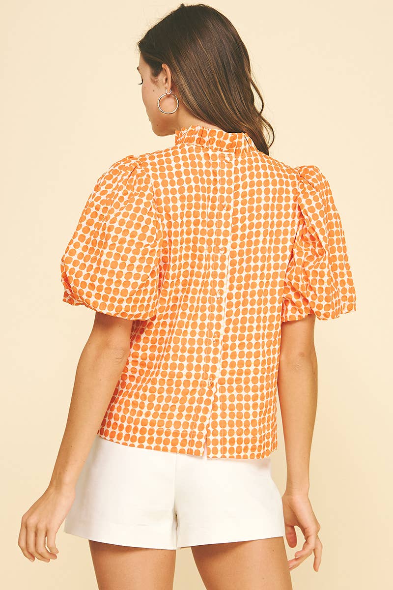 PINCH - POLKA DOT BLOUSE TOP WITH BUTTON DETAIL - 6570TA