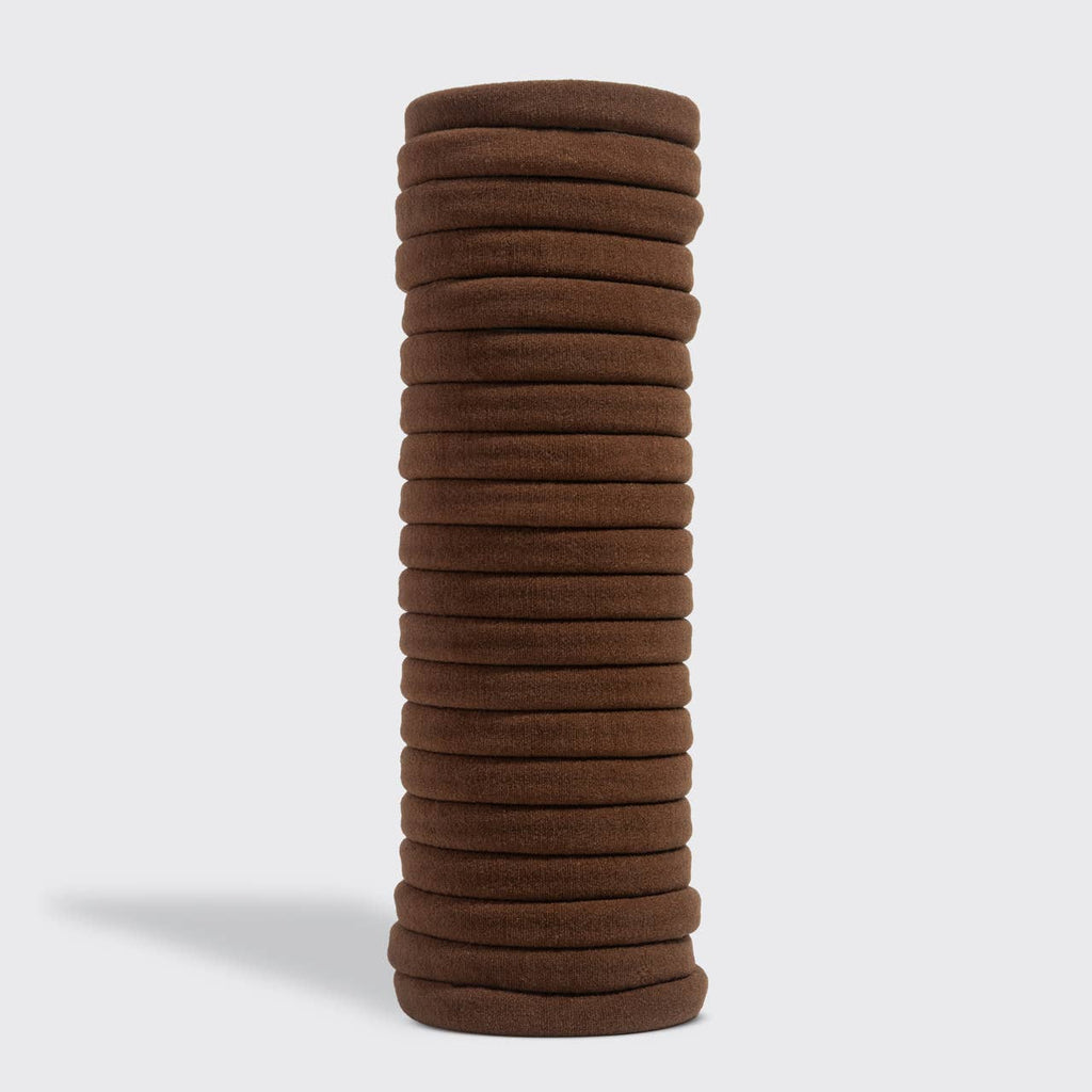 KITSCH - Recycled Fabric Seamless Hair Elastics 20pc Set - Chocolate