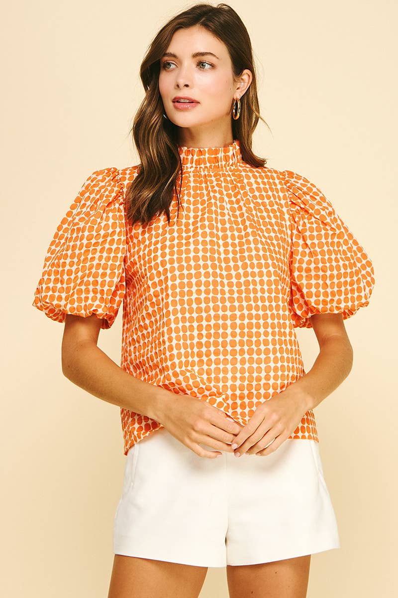 PINCH - POLKA DOT BLOUSE TOP WITH BUTTON DETAIL - 6570TA