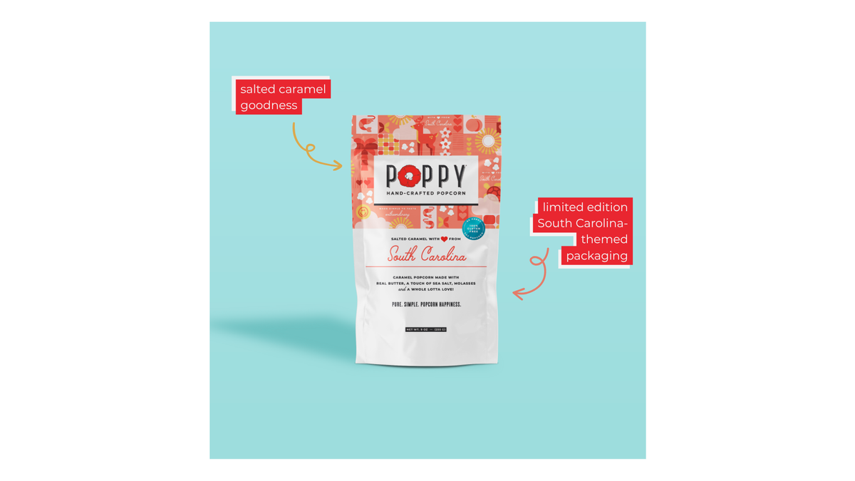 Poppy Hand-Crafted Popcorn - Salted Caramel State Series Popcorn - SC