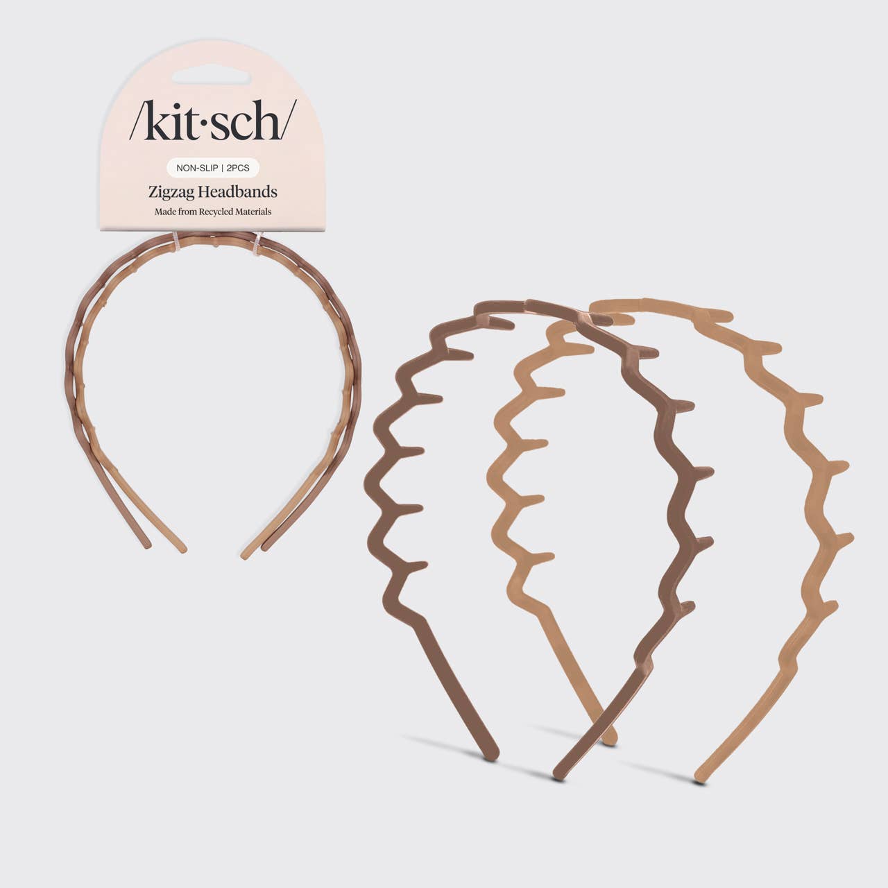 KITSCH - Recycled Plastic Zig Zag Headband 2pc - Neutral