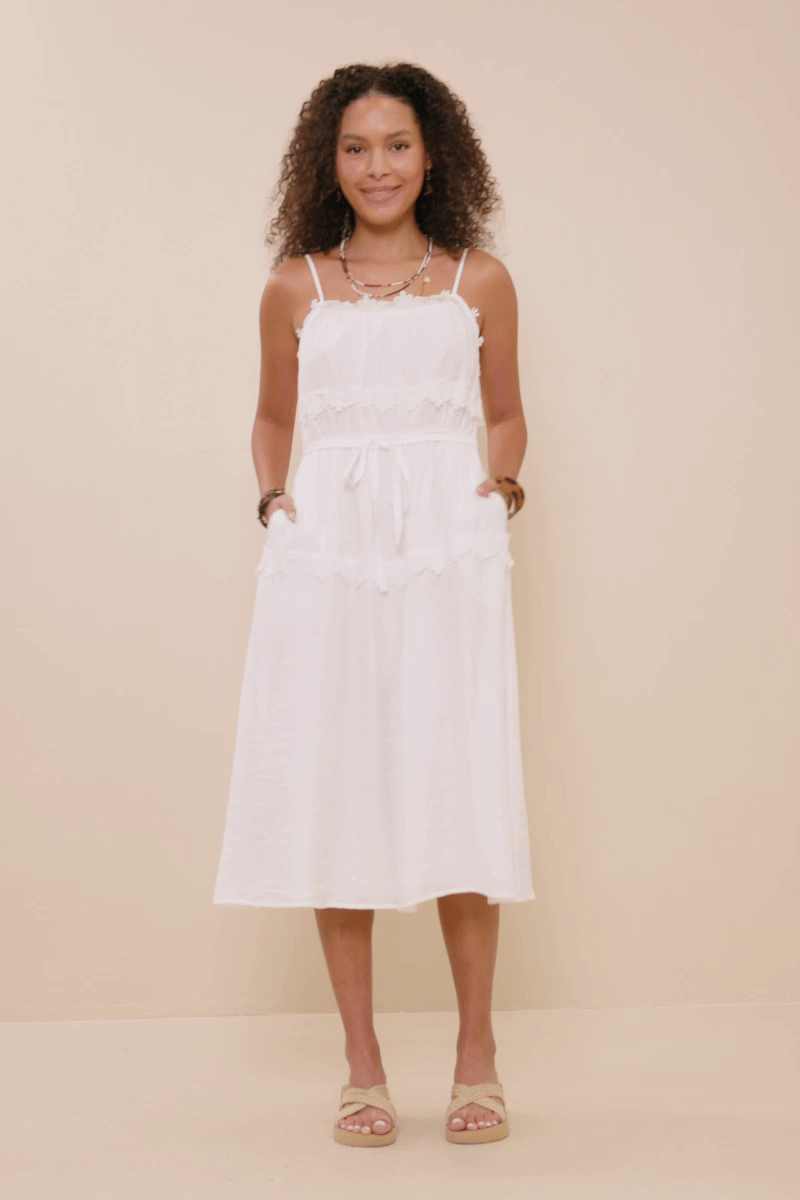 Womens Lace Trimmed Textured Tank Dress