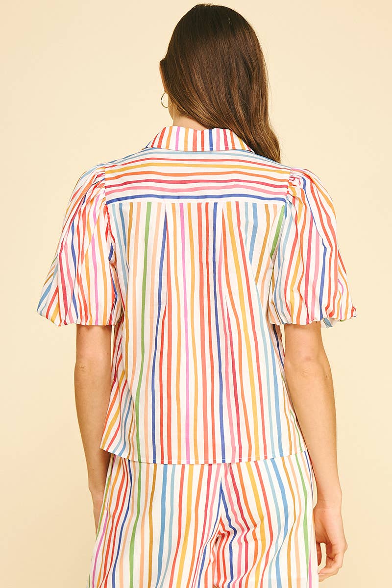 PINCH - RAINBOW STRIPE BLOUSE TOP - 5707TF
