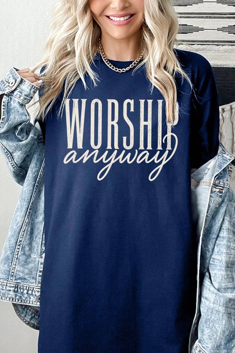 COLORBEAR - Worship Anyway Graphic Plus Heavy Cotton Tee