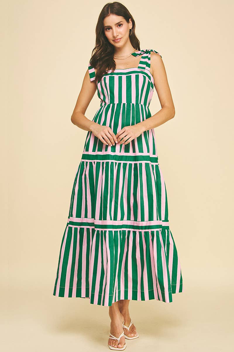 PINCH - MULTI COLOR STRIPED TIERED MAXI DRESS - 5679DA