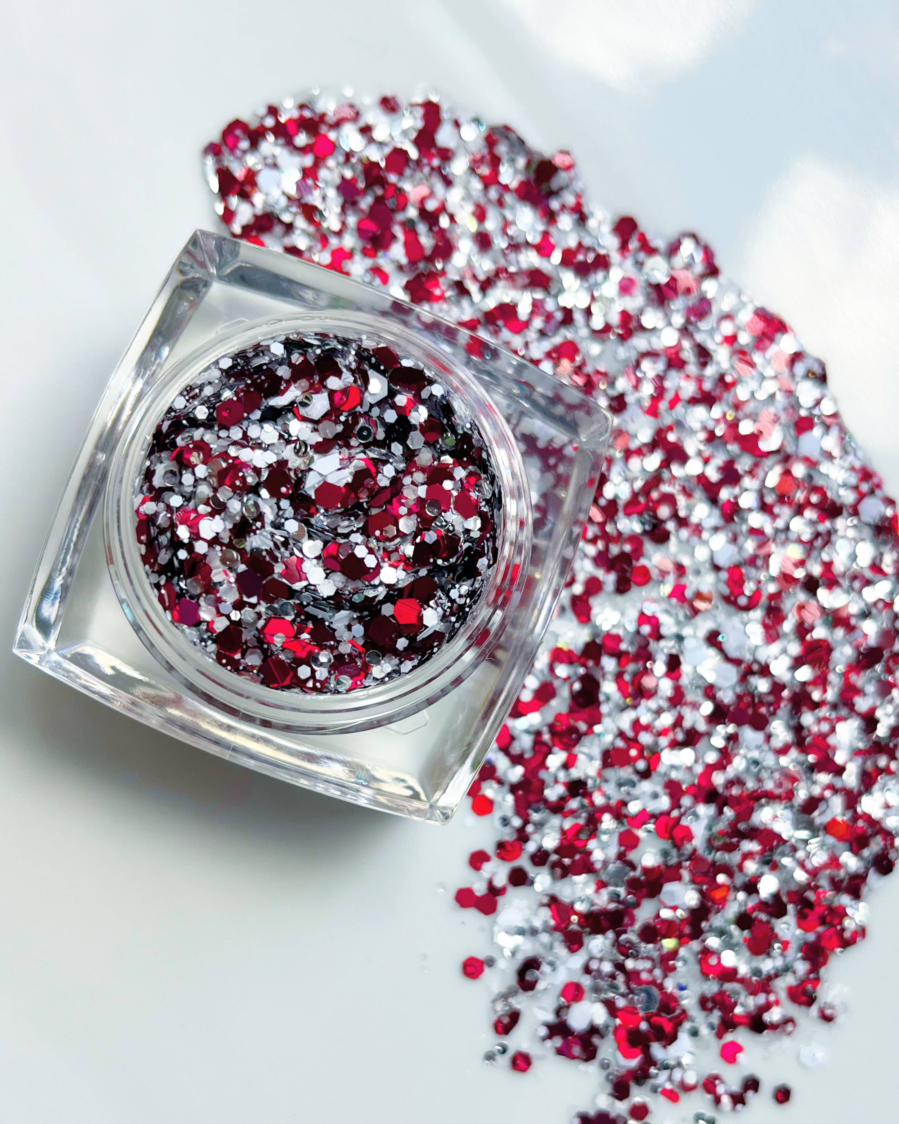 Nola Glitter Goddess - Red White and Silver Face and Body Glitter