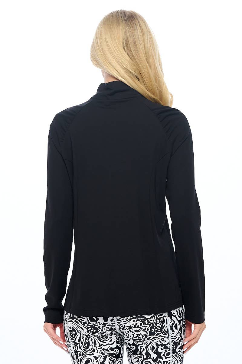 ARYEH - Navy Quarter-Zip Pullover with Gold Hardware