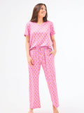Mary Square - Women's Alli Pajama Pants Set | Floral Foulard Pink