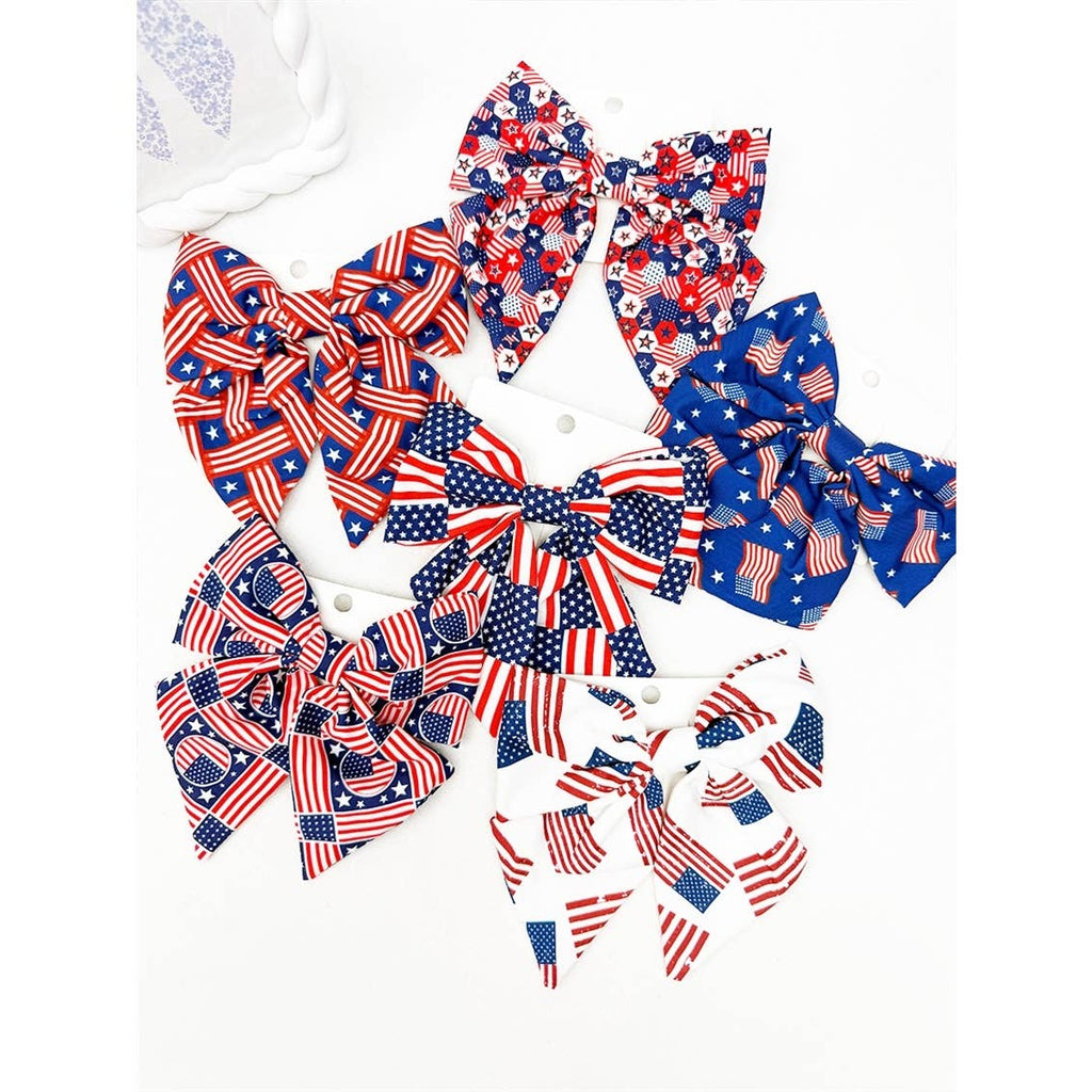 Love and Repeat - American Flag Bow Hair Clip Set
