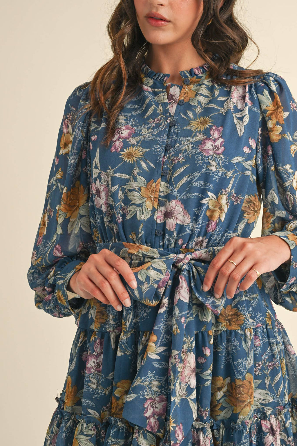 EXCLUSIVE PRINT PUFF SLEEVE BUTTON DOWN MINI DRESS