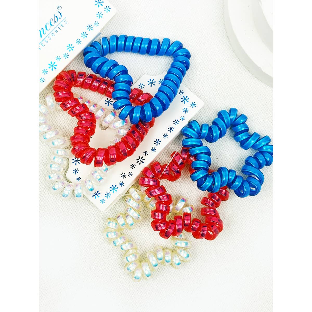 Love and Repeat - Star and Heart USA Theme Cord Hair Tie Set