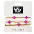 Lulu Mac Gold and Hot Pink Cross Bracelets