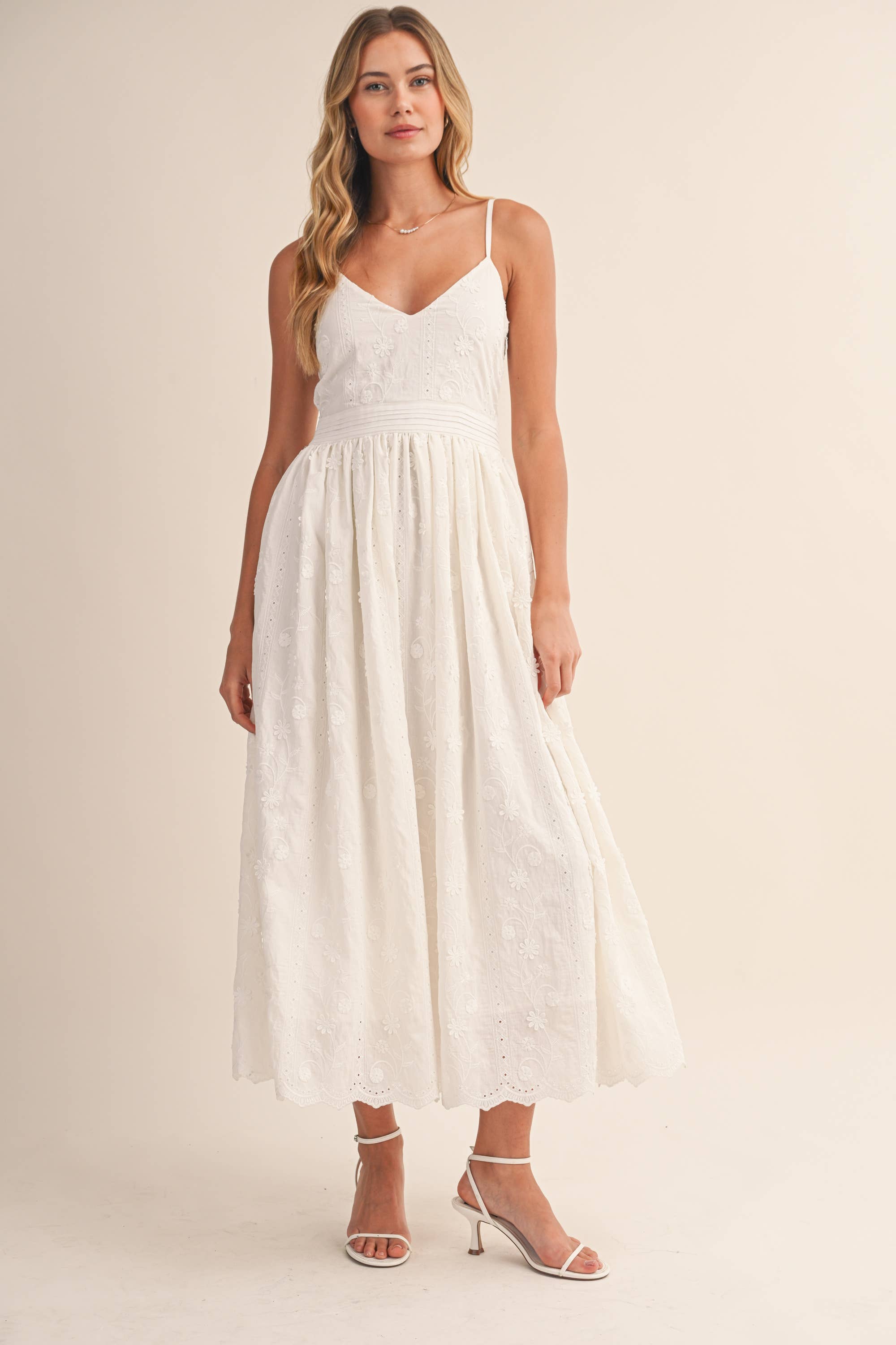 Klesis - ID9523 3D FLORAL DETAILED LACE MIDI DRESS