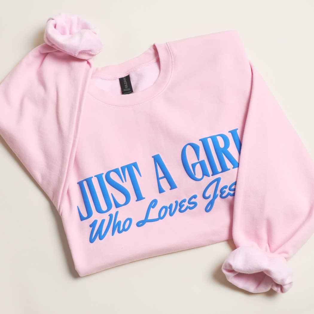 Fashion City - JUST A GIRL WHO LOVES JESUS PUFF MIDWEIGHT Sweatshirt