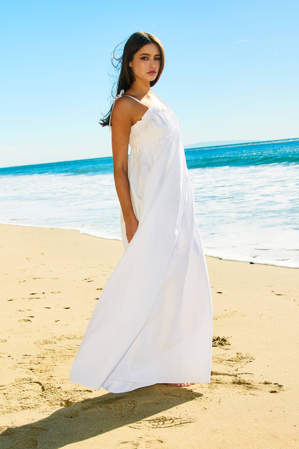 Smocked Bodice Cotton Maxi Dress