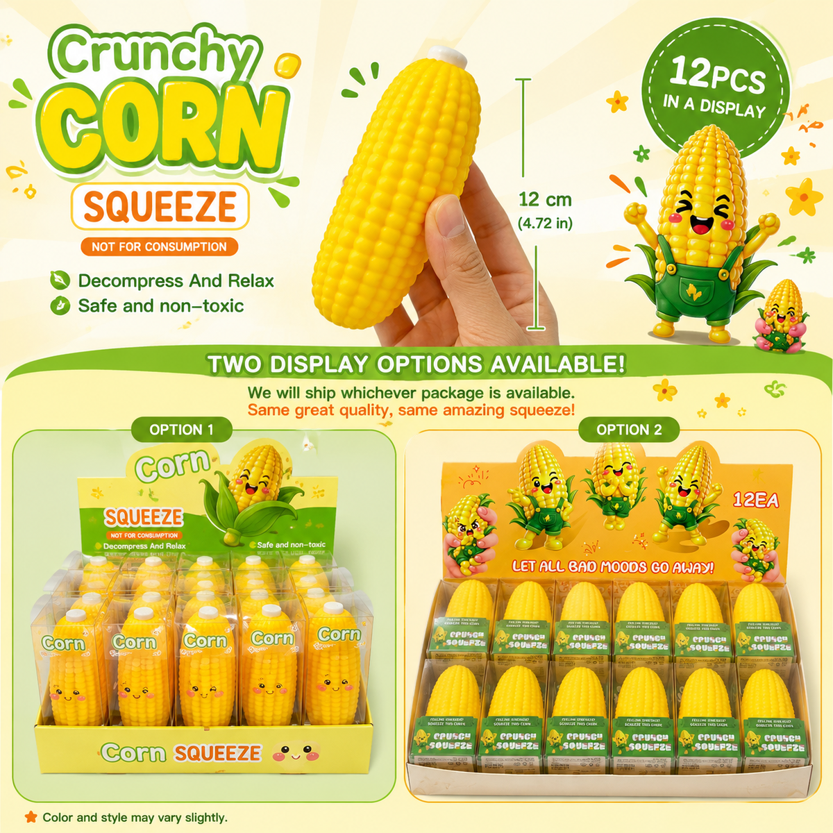 GS Wholesale (Formerly Known as Gypsy Soul) - Crunchy Corn Squeeze ASMR Crunch Squishy Stress Toy