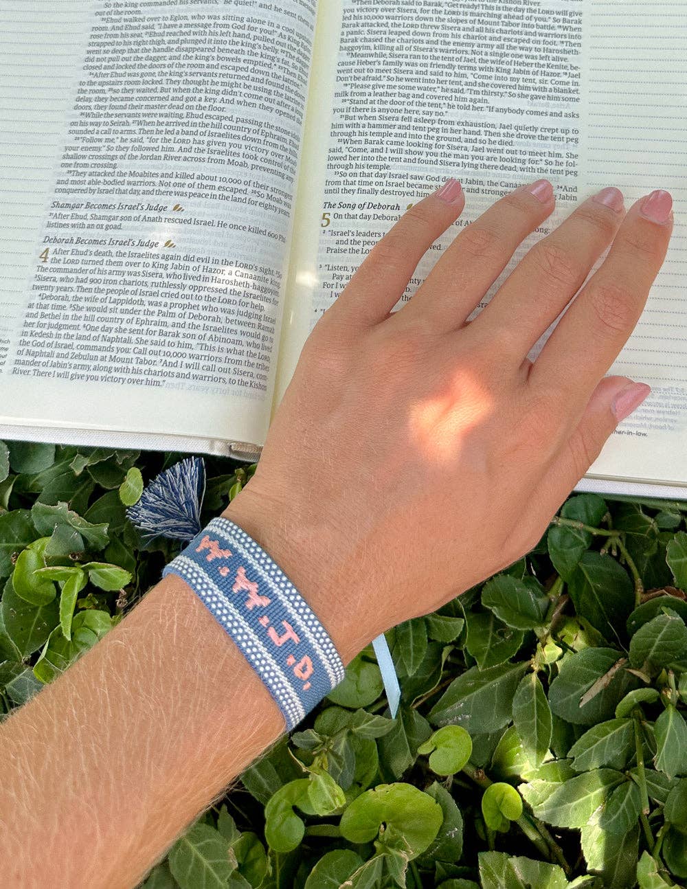 Elevated Faith - Blue WWJD Embroidered Bracelet