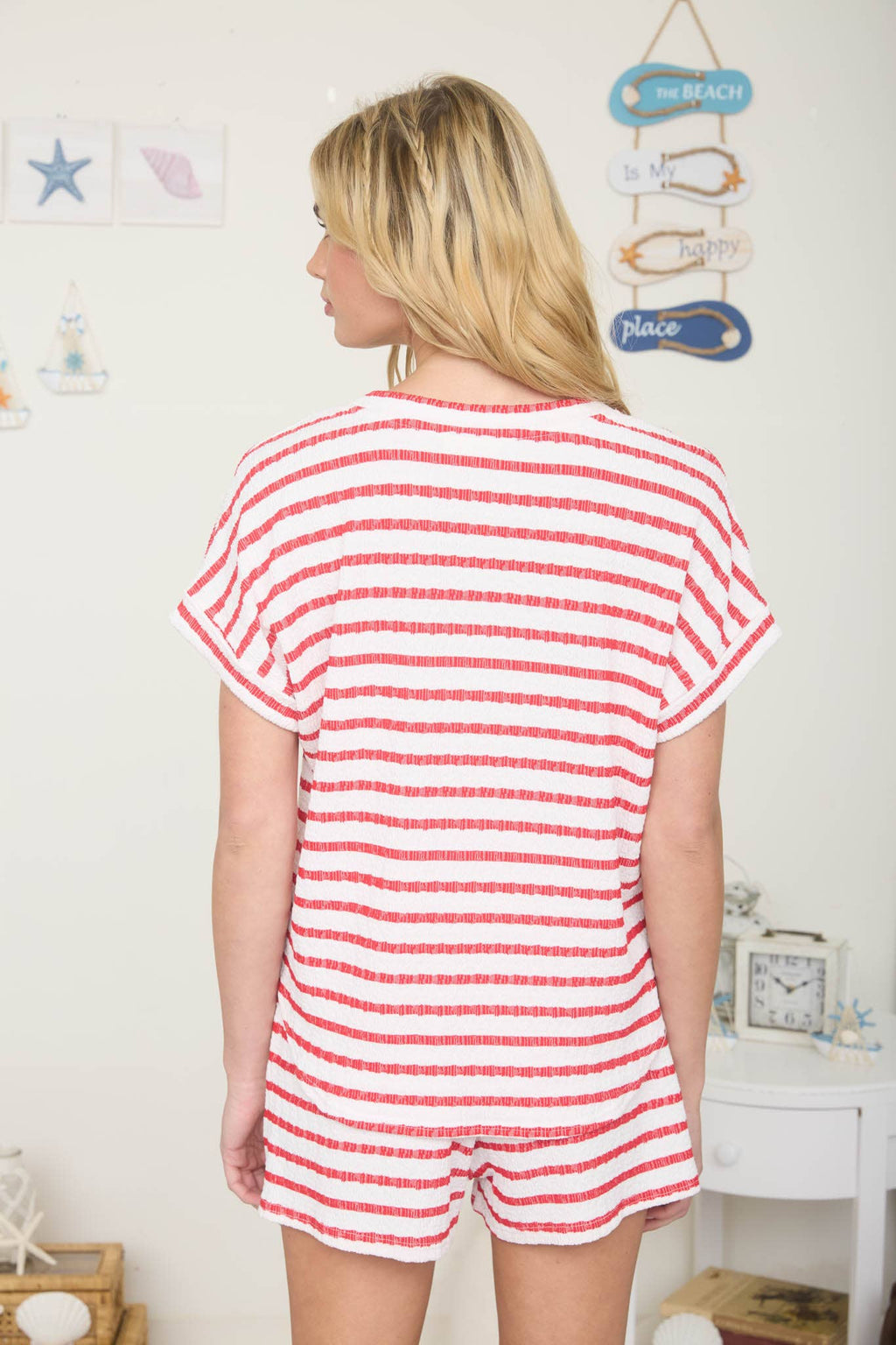 STRIPE SHORT SLEEVE KNIT T-SHIRT