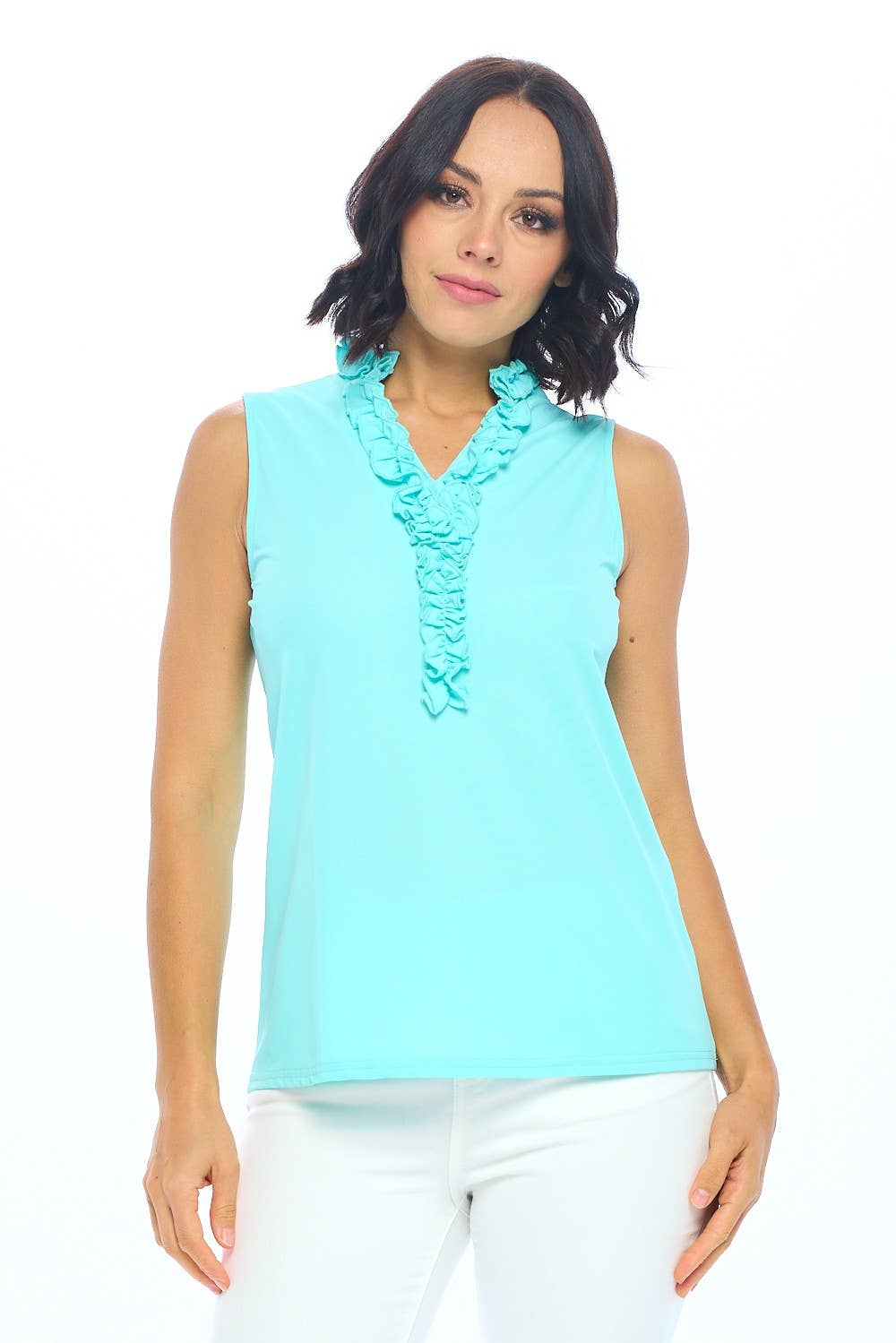 ARYEH - Nadia Sleeveless Ruffle Neckline Top
