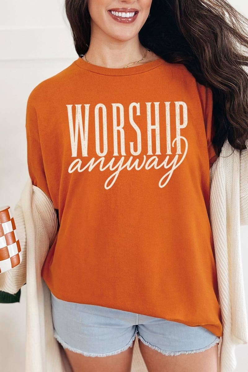 COLORBEAR - Worship Anyway Graphic Heavy Cotton Tee