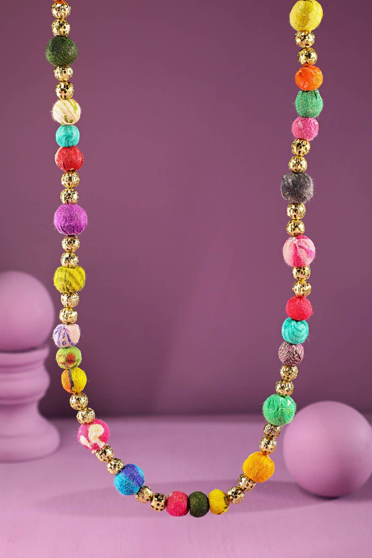 Handmade Fabric Beaded Necklace