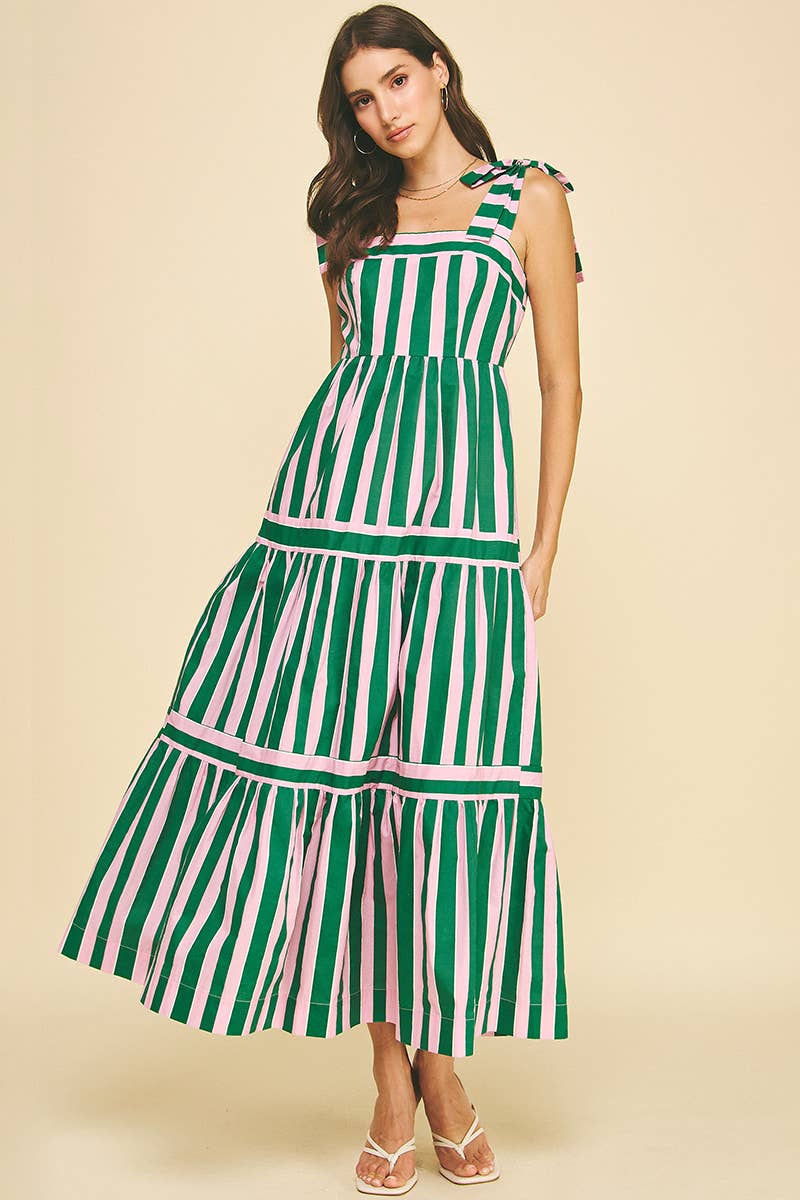 PINCH - MULTI COLOR STRIPED TIERED MAXI DRESS - 5679DA