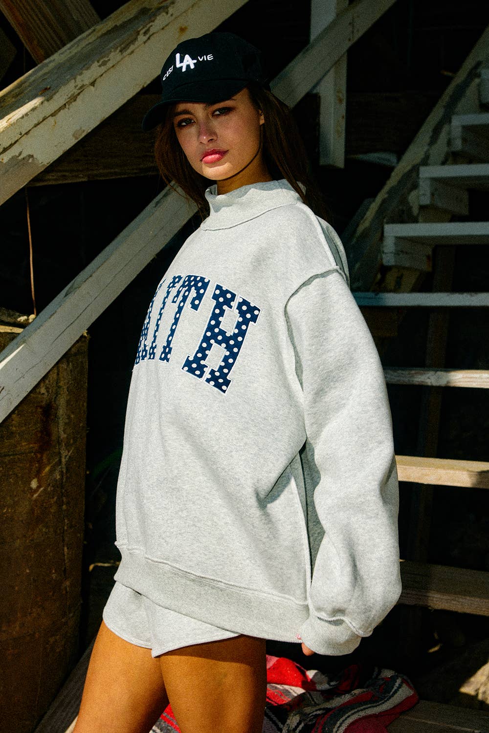 FAITH Polka-Dot Mock Neck